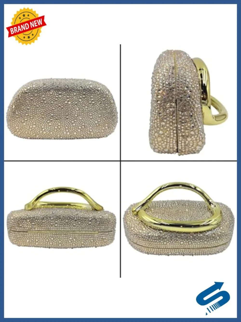 Mini Rhinestone Clutch Purse Evening Bag Wedding Crystal Clutch Chain Strap